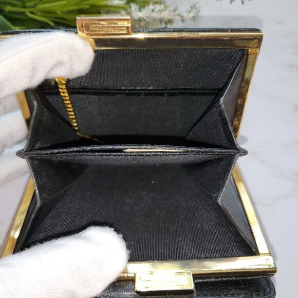 AUTHENTIC GIVENCHY COMPACT BLACK LEATHER BIFOLD WALLET 4G EMBLEM - Picture 8 of 16